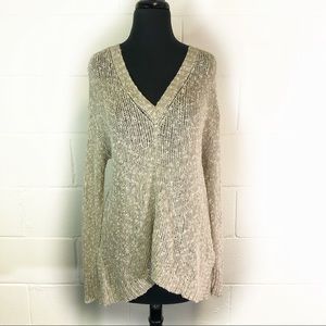 Eileen Fisher V-Neck Cardigan Linen Blend Open Knit Sweater